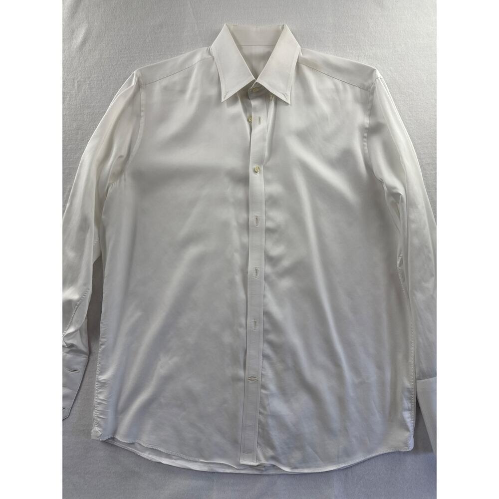 Men’s The Bespoke Clothier White Cotton Dress Shirt Sz L